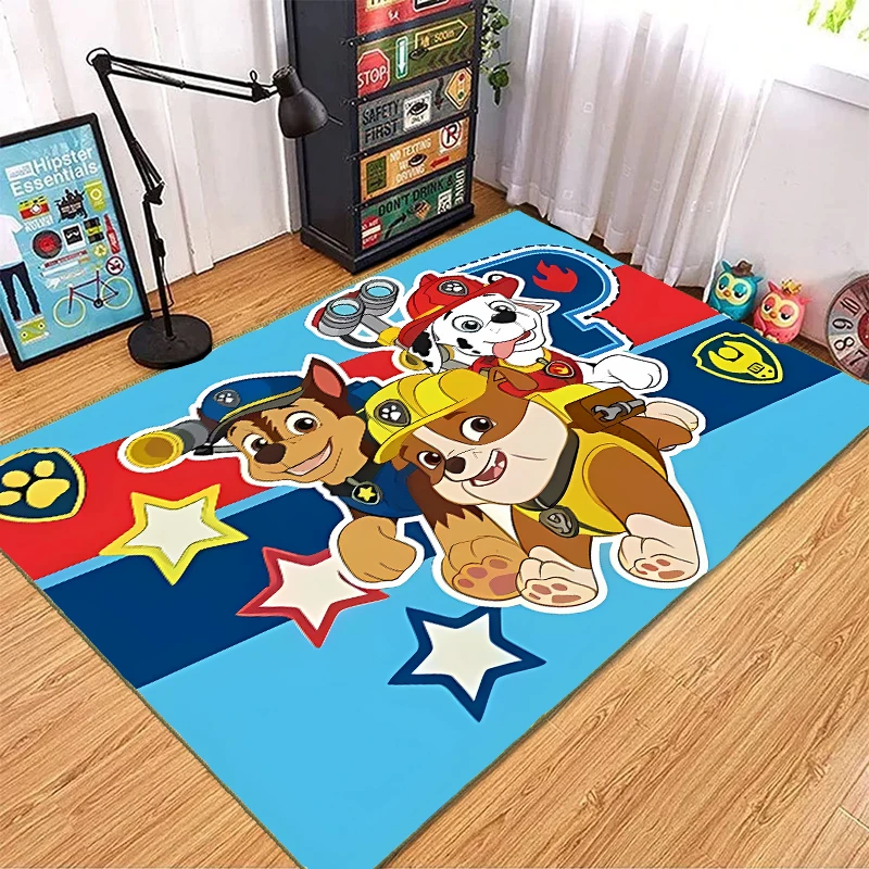 PAW Patrol Flannel Carpets  Anti-slip Floor Mats Anime Dog Kitchen Living Room Door Bath Rectangle Doormats Home Decor Xmas Gift