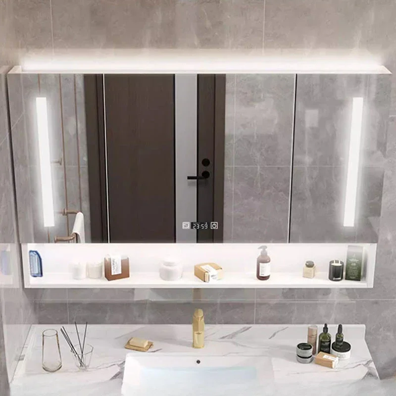 White Storage Mirror Cabinets Jewelry Smart Display Nordic Bathroom Wall Mirror Cabinets Organizer Espelho Armario Furnitures