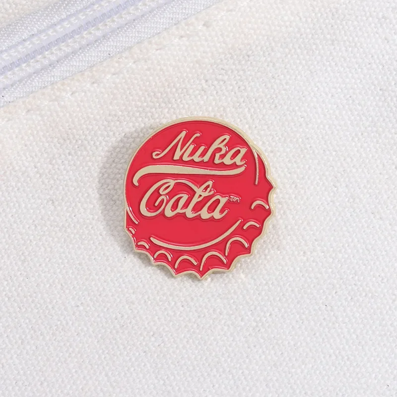 Creative Cartoon Metal Accessories Red Radiation Nucleus Coca-cola Bottle Cap Chest Pin Funny Bottle Cap Badge Brooch