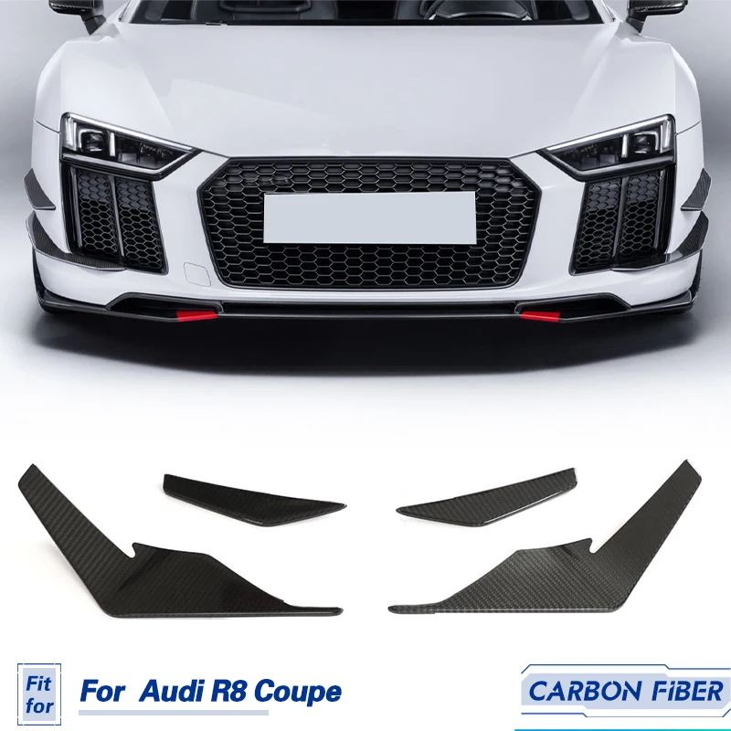 Car Front Bumper Side Vent Canards Trims Dry Carbon Fiber for Audi R8 V10 Coupe 2-Door 2022 2023 Front Air Vents Trims Canards