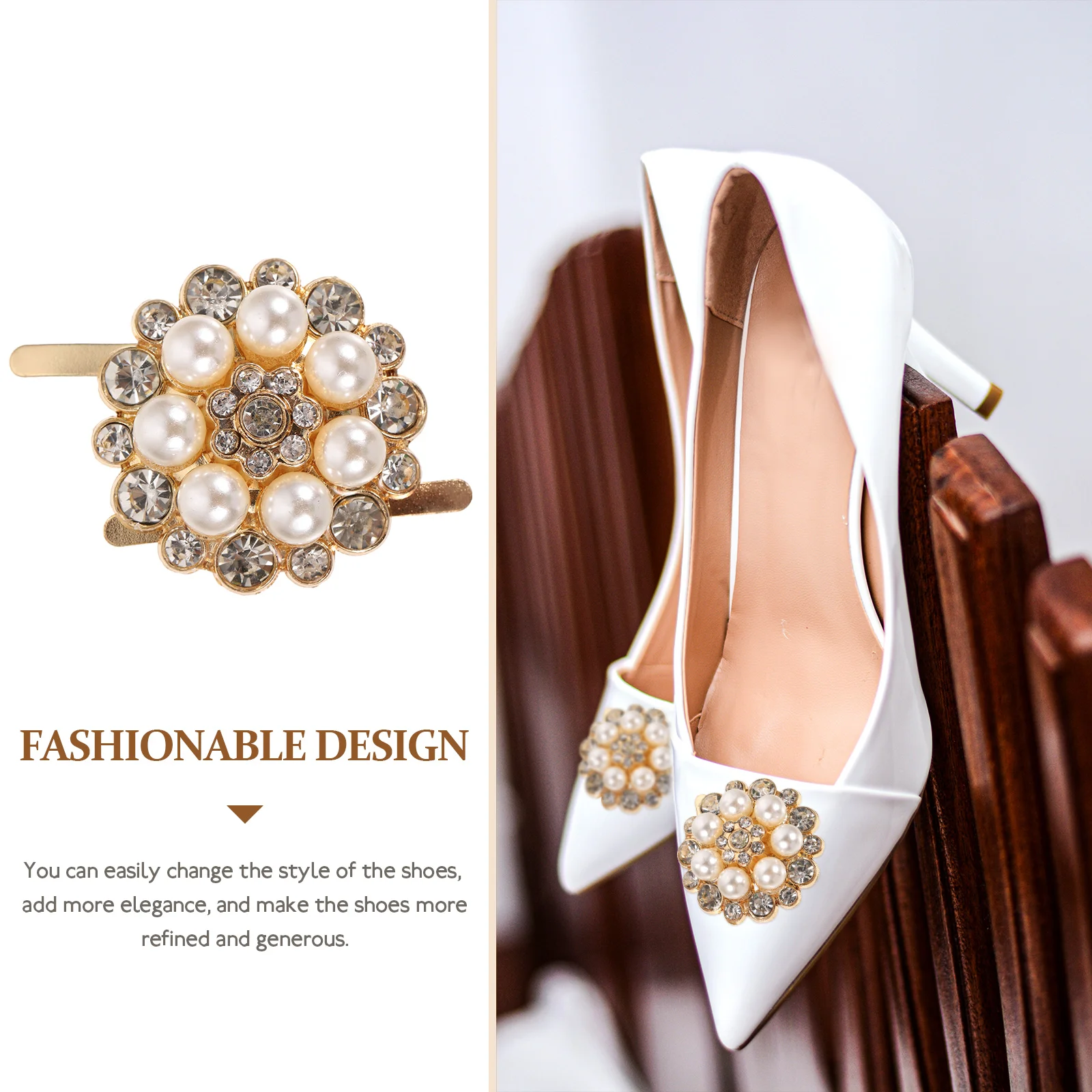 Flower Shape Shoe Clips Pearl Rhinestone Decor For Wedding Bridal Shoes High Heels Decoration Accessories Shoe Clips
