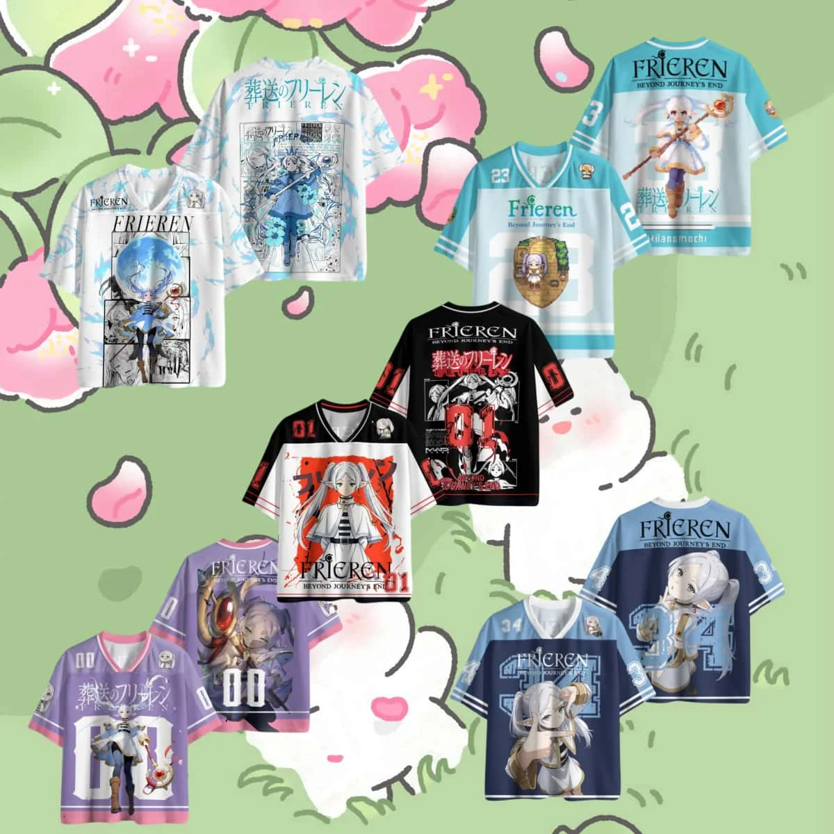 Anime Frieren Beyond Journey's End Shirt Children's Men's and Women's T-shirt Printed Street Harajuku Top Role Playing Clothing