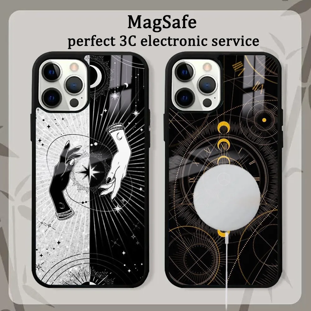 Art C-Celestial H-Hands Art Print Phone Case Magsafe Phone Case For iPhone16 15 14 13 12 11 Pro Max Plus Mini Shockproof Mirror