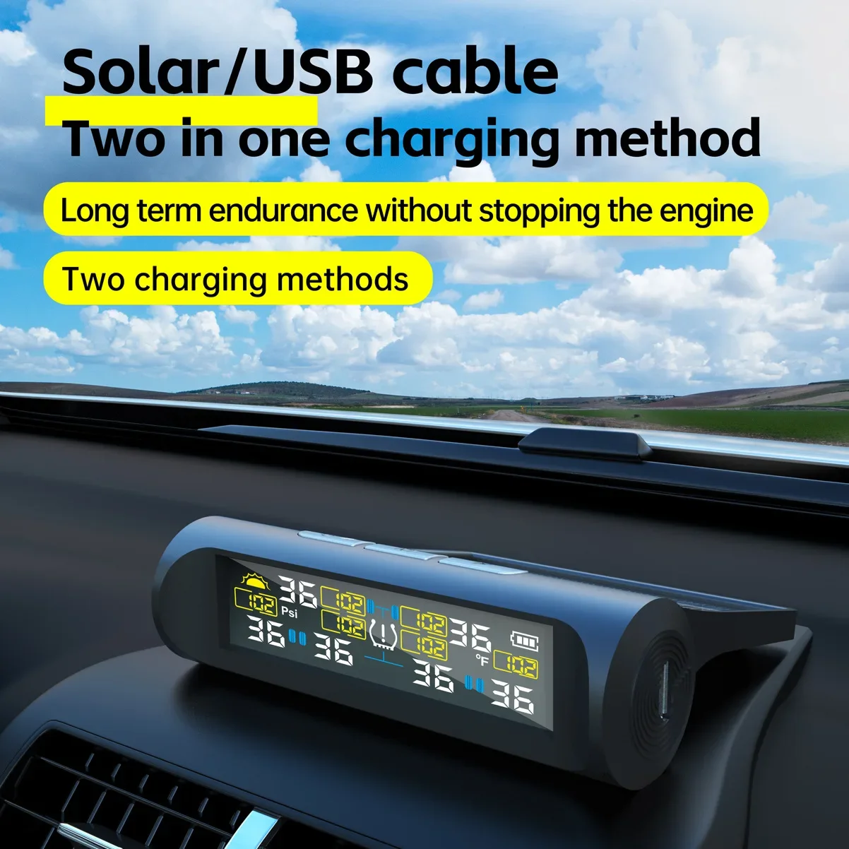 Smart Solar TPMS Car Tire Pressure Alarm Monitor System 4/6 Sensors Display Intelligent Tyre Pressure Temperature Warning