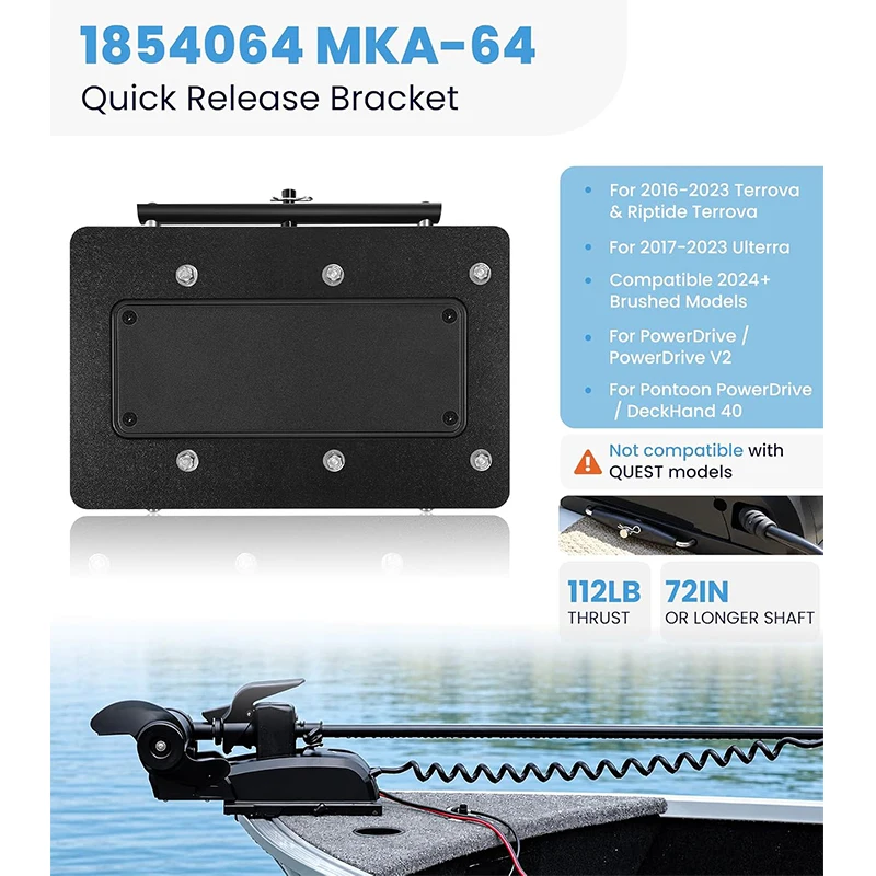 1854064 MKA-64 Quick Release Bracket for Minn Kota Ulterra, Terrova, PowerDrive, PowerDrive V2, Pontoon PowerDrive & Deckhand 40