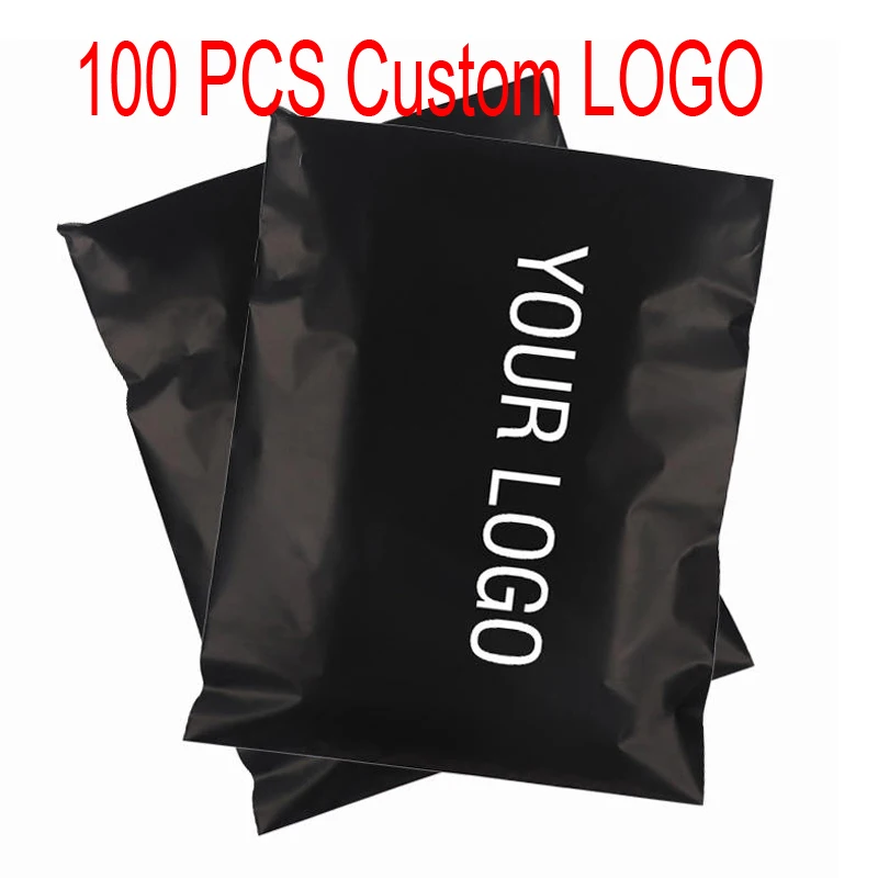 Custom Logo Printed Black Packaging Compostable Shipping Envelopes Courier Mailing Matte Black Poly Mailer