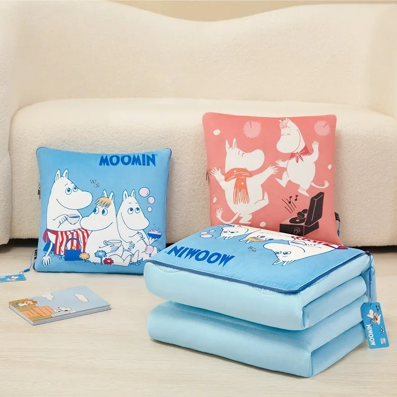 

Moomin 2-in-1 Pillow and Blanket Portable Foldable Cushion Suitable for Home Office Car Travel and Airplane Birthday Gifts
