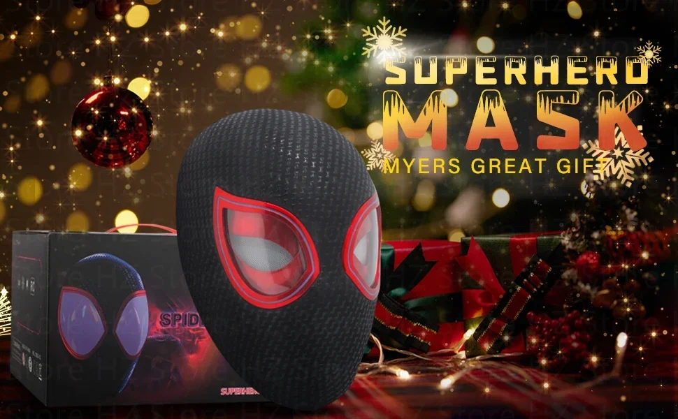 マスカラマイルズスパイダーマンヘッドギアコスプレ可動目電子マスク