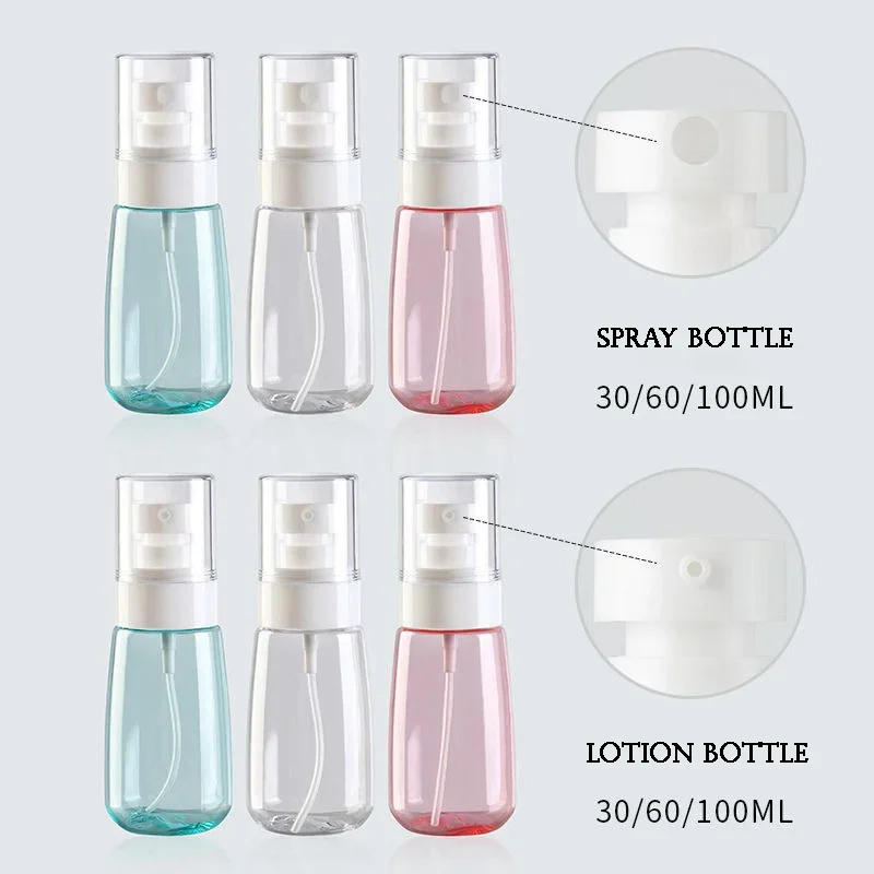 10PCS 30/60/100ml Empty Refillable Fine Mist Spray Bottles Lotion Bottles for Perfume Essential Oils Travel Cosmetic Containers