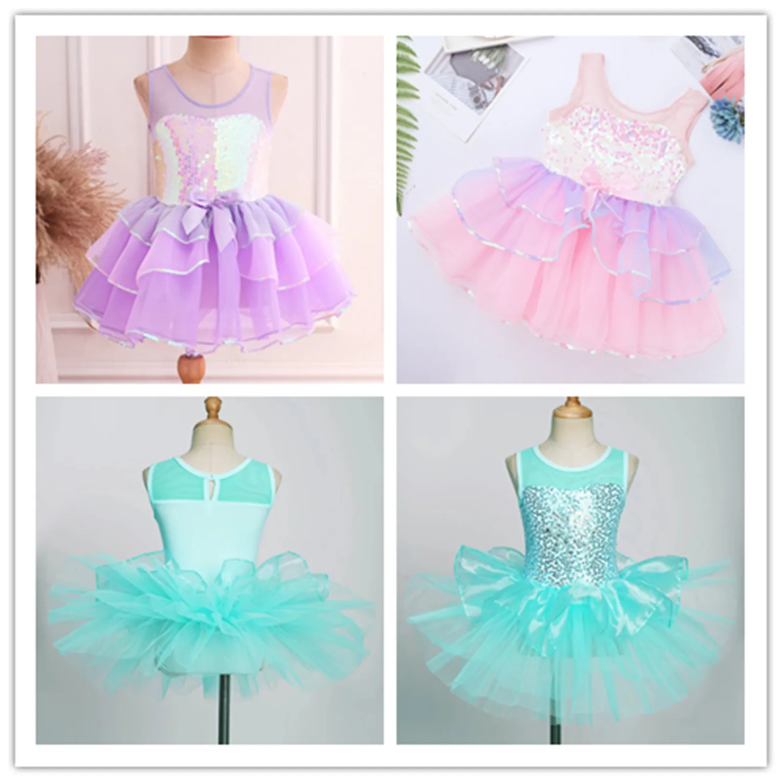 

Kids Girls Rhythmic Gymnastic Artistic Figure Skating Ballet Tutu Leotard Dress Shiny Sequins Ballerina Fairy Party Costumes