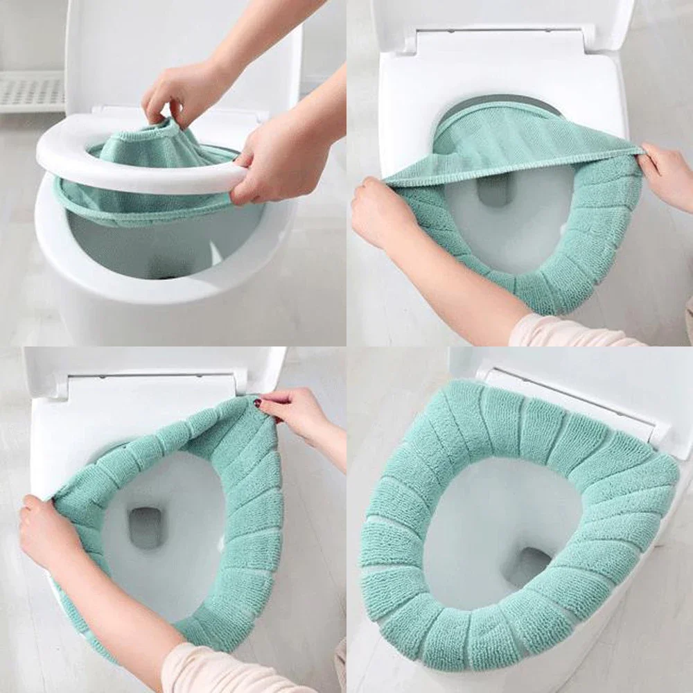 1Pcs Thickened Warm Toilet Mat Soft Elastic Bathroom Toilet Seat Cover Mat Nordic Style Winter Closestool Cushion Accessories