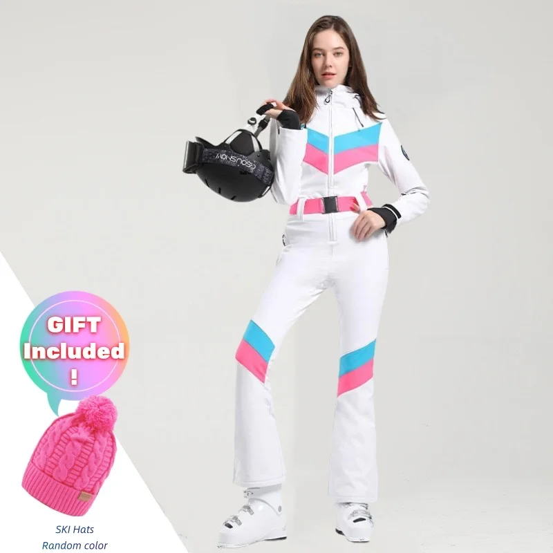 

Ski Suit One-Piece Women Thickening Slim Fit Overall Winter Windproof Waterproof Breathable Thermal Sports Ski Jacket And Pants