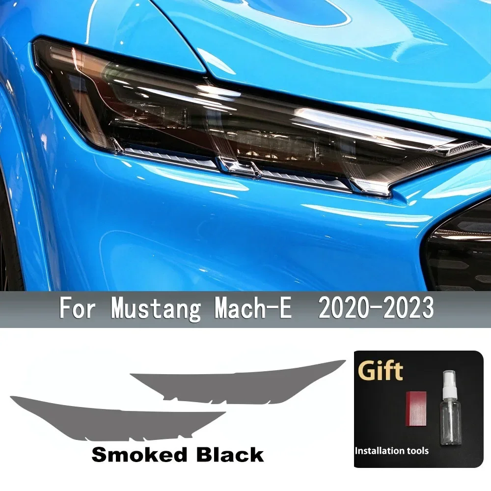 For Ford Mustang Mach-E 2020-2023 Car Headlight TPU PPF Protective Film Smoke Black Pre-Cut Anti-Scratch Vinyl Accessories