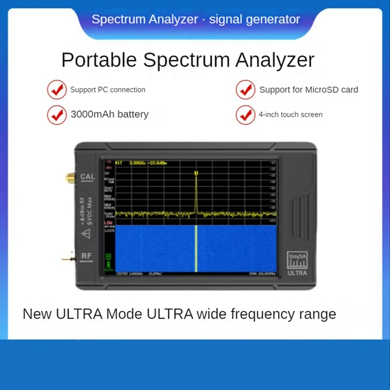 New Handheld Spectrum Analyzer Tinysa Ultra 4 Inch Display With Battery 100Khz To 5.3Ghz With 32GB Card