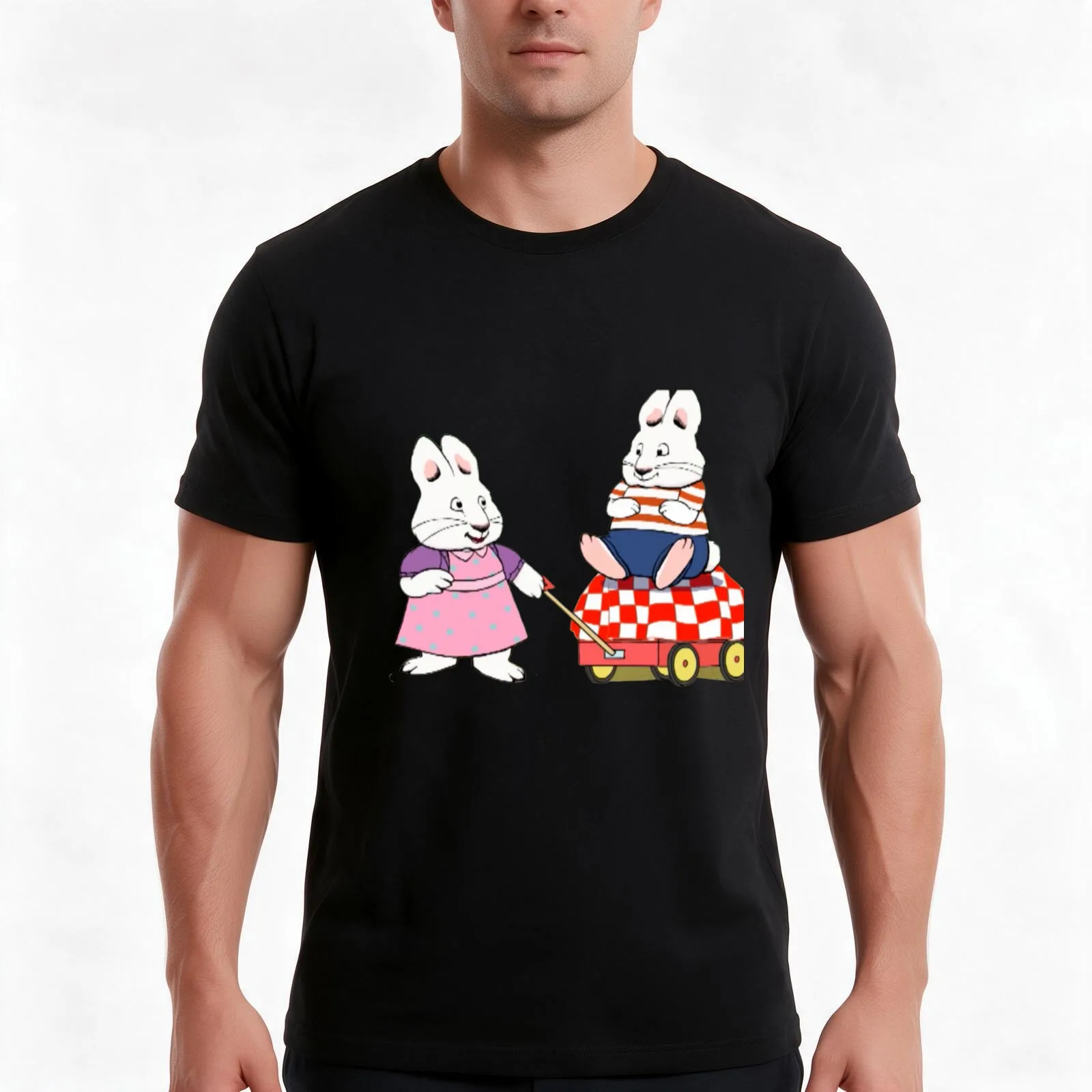 max & ruby rabbit cartoon 2000s for kids T-Shirt, Summer Casual Cotton Tee, Oversized Streetwear Tops, Vintage Graphic Print