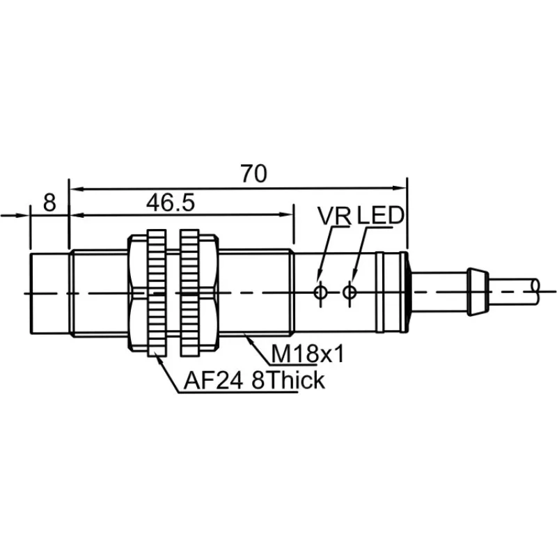 Capacitive Proximity Sensor CR18S AC 2 Wires Non-flush 8mm Sensing Distance IP67 Protection NPN/PNP Output Plastic