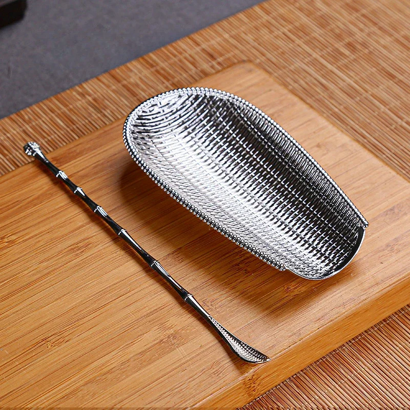 수제 차 합금 레트로 스타일 심플 내구성 차 삽, 산화 방지 쿵푸 차 세트 액세서리, 1 세트