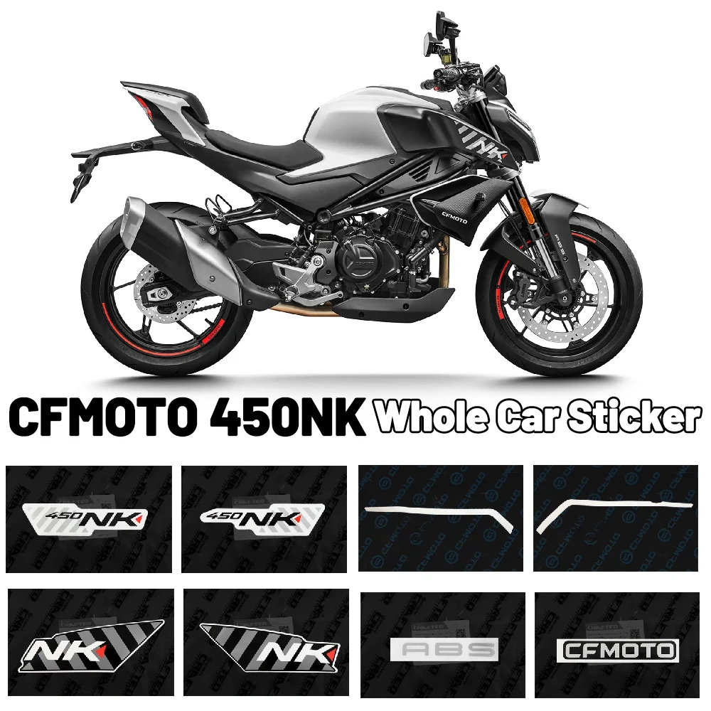 For CFMOTO 450NK Original Decal Starlight White Fuel Tank Left And Right Guard Decal Shell Guard Tail Cover Sticker