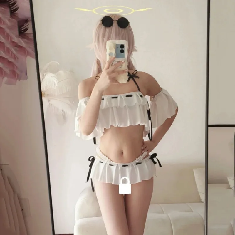Game Blue Cosplay Archive Ajitani Hifumi Costume Swimwear Summer Bathing Suit Beach Ruffle Swimsuit Carnival Clothes for Women view 3