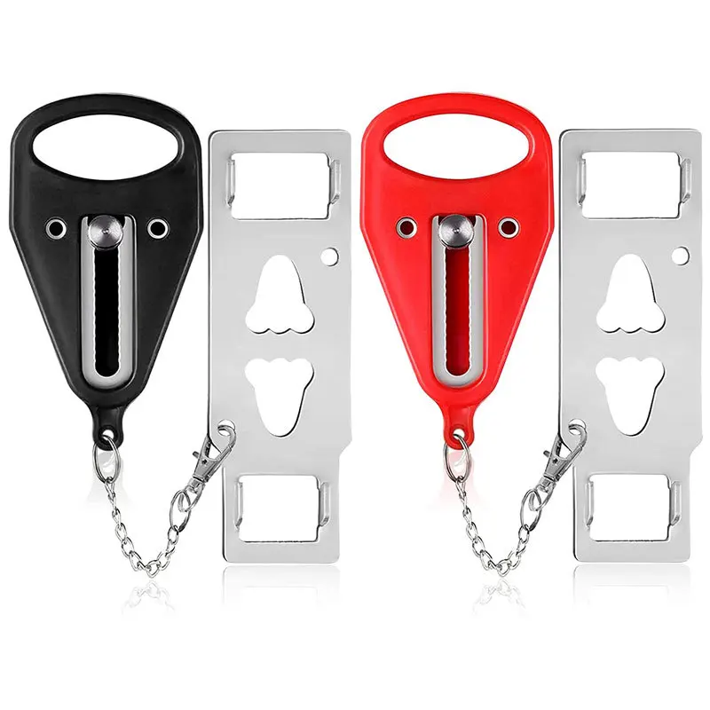 Security Portable Door Lock Latch No Drill Manual Hotel Room Devices For Add Security Holes Removable For Travel Safety