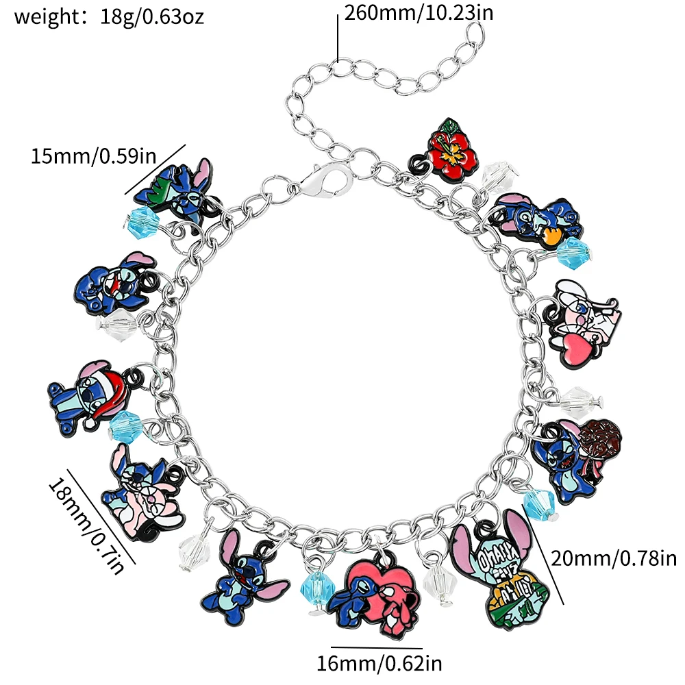 Disney Stitch Enamel Metal Pendant Bracelet Anime Lilo & Stitch Cartoon Figure Stitch Bracelet Kawaii Jewelry Accessories Gift