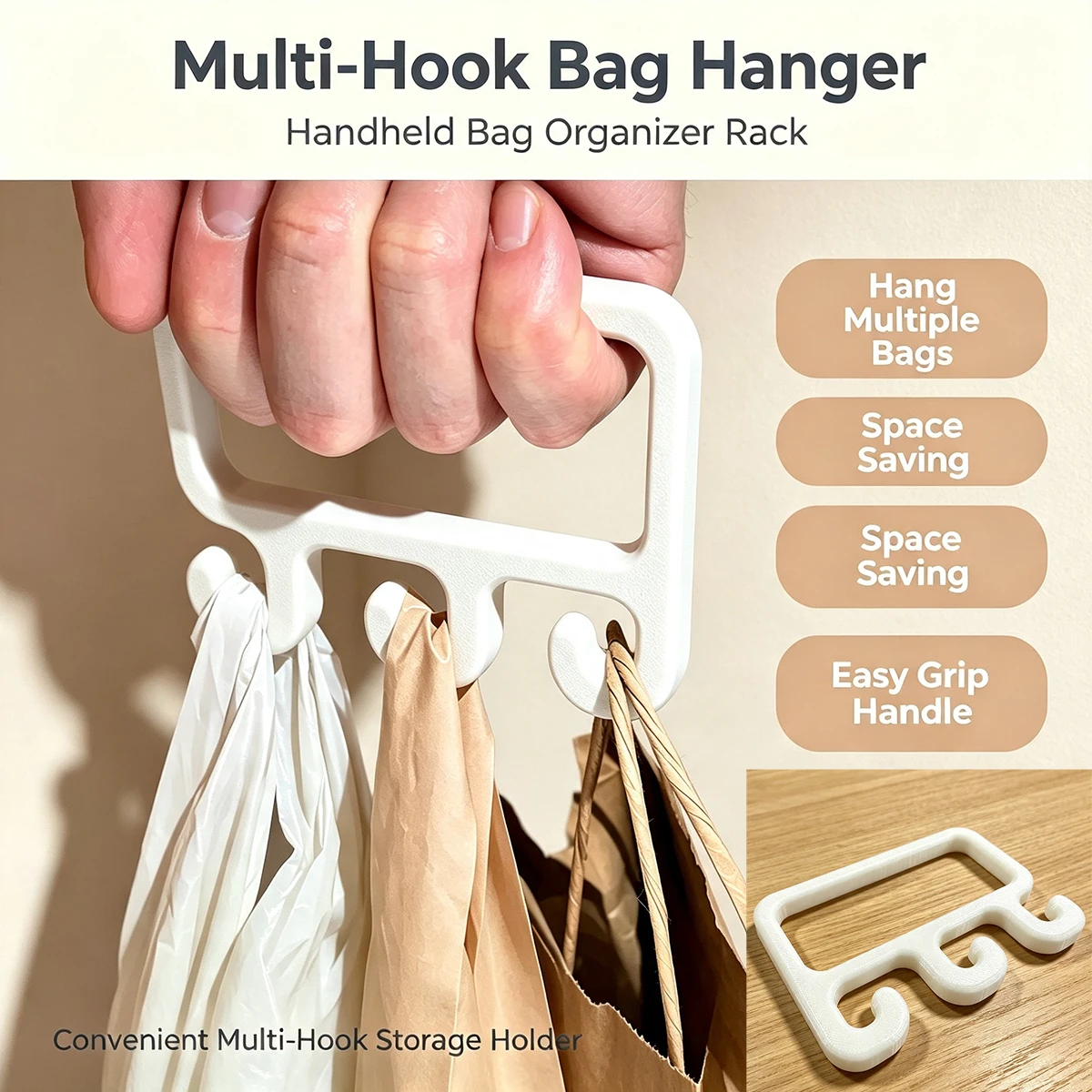 Multi-Hook Tote Bag with Labor-Saving Handle, Supermarket Shopping Bag Carrier, Plastic Bag Multi-Hook Portable Bag Handle, Anti-Hand-Strain Gadget
