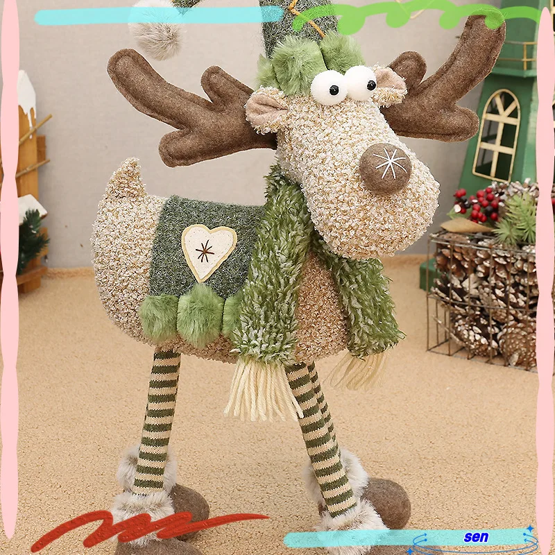

Новая плюшевая фигурка рождественского оленя 2025 года, зеленая, из ткани, стоящая, на четырех лапах, для украшения дома, витрин и праздничных вечеринок