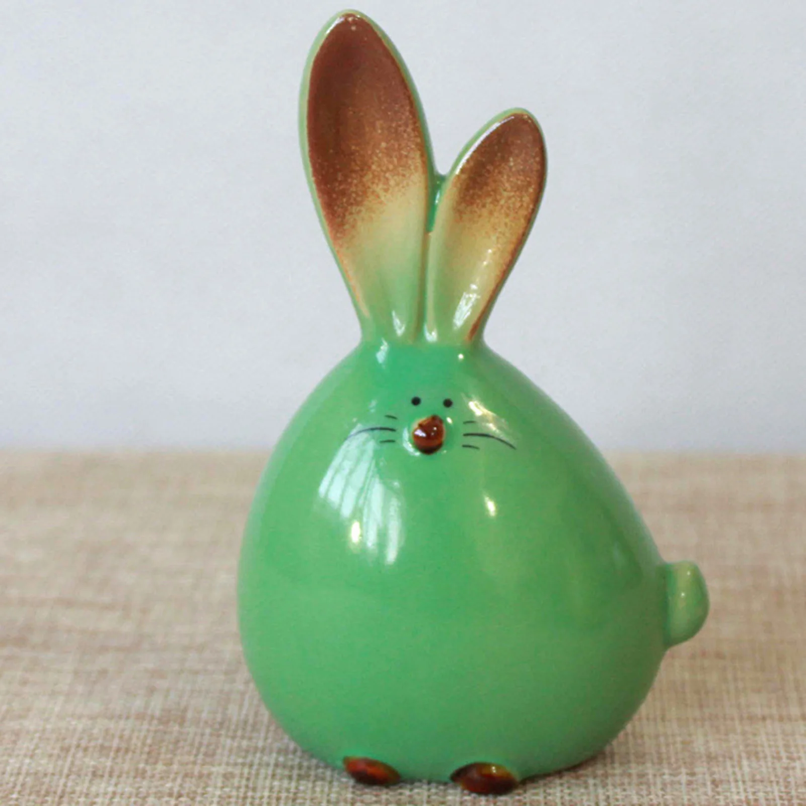 

Easter Ceramic Bunny Sculpture with Vivid and Lifelike Face Refreshing Appearance Suitable for Window Sill Shelf