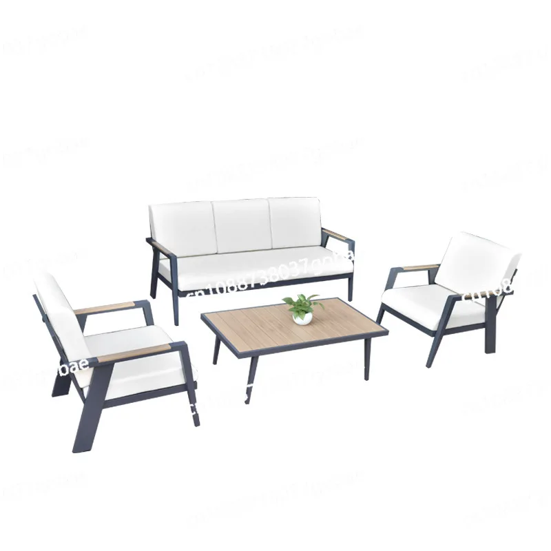 

Outdoor garden plastic wood armrest sofa anti-corrosion and sun protection open-air balcony sofa combination B & B balcony sofa