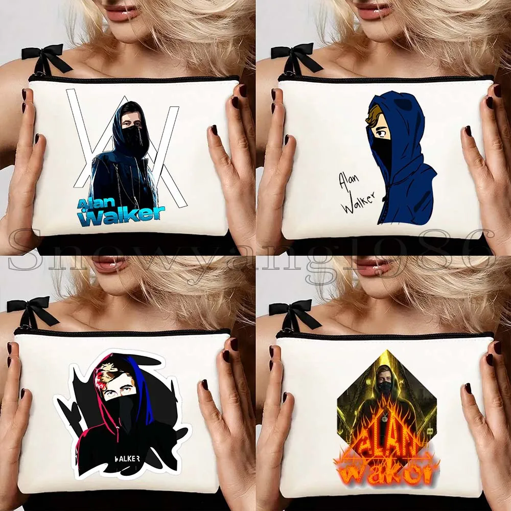 

4pcs Alan Walker Music Singer Poster Fan Lover Women Girls Canvas Cosmetic Bag Makeup Toilet Bag Pencil Case Zipper Pouch