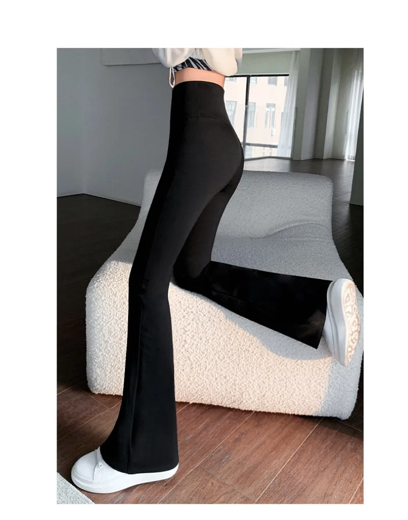 Y2K New Flared Pants for Women Elegant Trousers Female Black Autumn Winter Bell Bottoms Streetwear Casual Korean Trousers Women