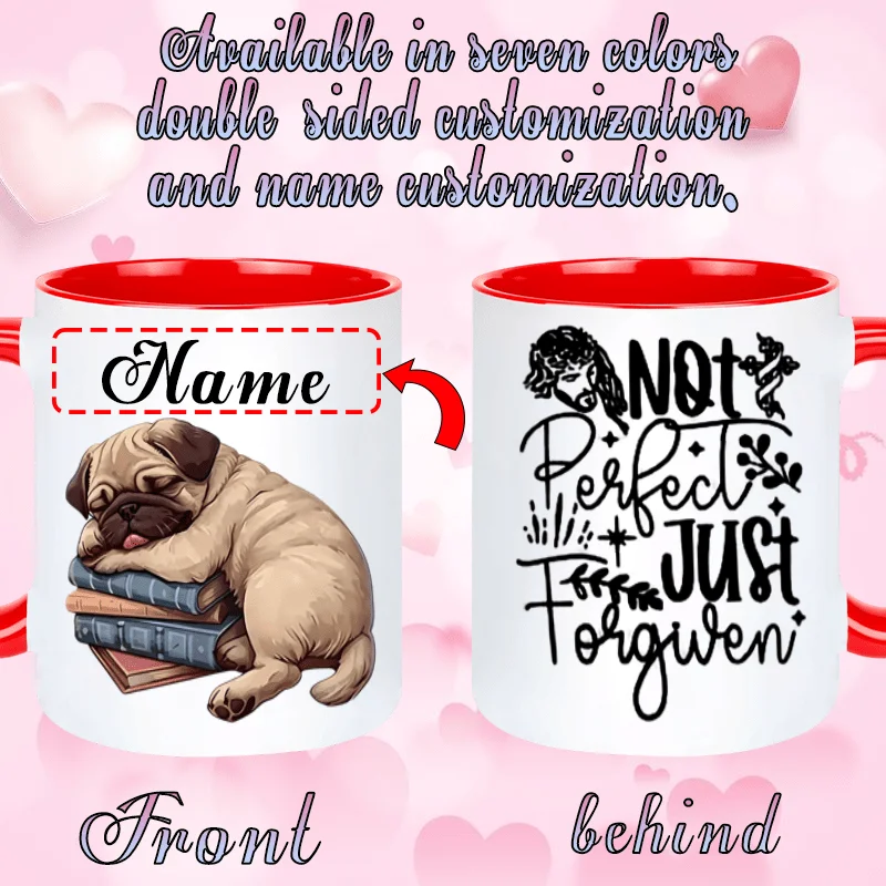 Personalized Text Coffee Mug Blessed Imperfect 11oz Ceramic Cup Gift for Pet Lover Friend Parent Birthday