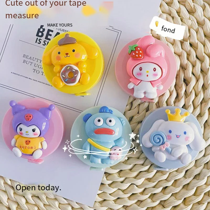 Cute Sanrioed Kuromi Cinnamoroll My Melody Hellokitty Mini Tape Measure with Automatic Telescopic and Portable Tape Measure