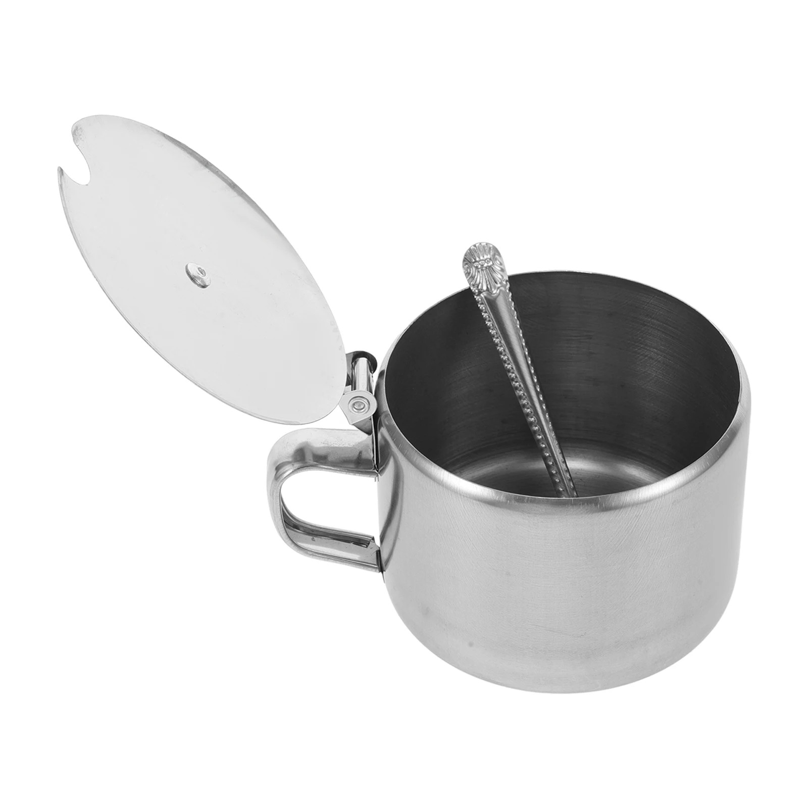 

Stainless Steel Condiment Jar Lid Spice Container Spoon Seasoning Pot Set Sugar Storage Kitchen Bowls ganization Compact Size
