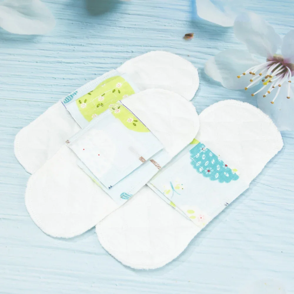 2Pcs 19CM Reusable Daily Pads Menstrual Sanitary Pads Waterproof Panty Liners Super Thin 100% Cotton Feminine Hygiene Pads