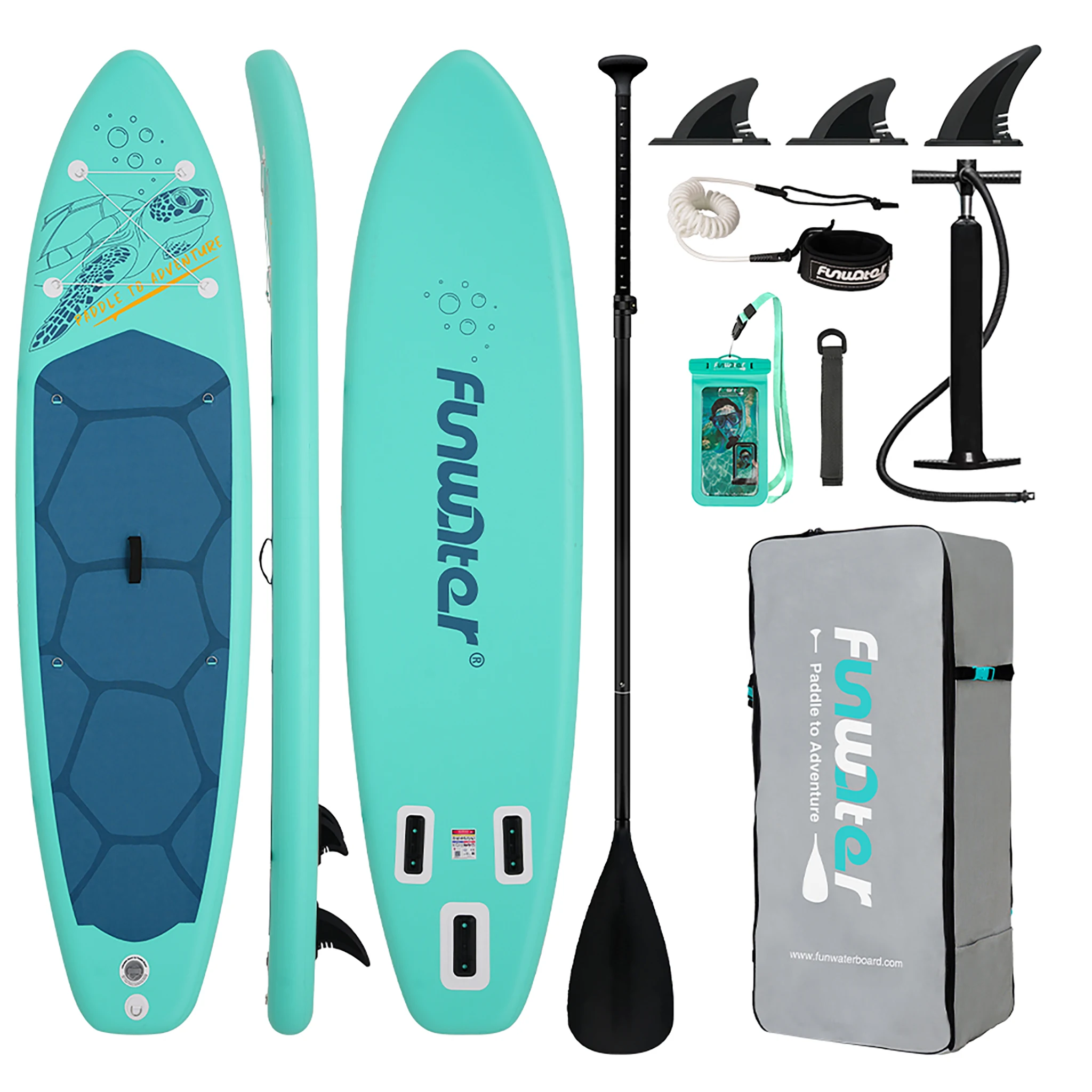 Funwater Ultraleichtes aufblasbares Paddleboard, Paddleboard-Größe 335*84*15cm, PVC-Material, Wassersport für Erwachsene, Yoga, Angeln, Reisen, Meeres-Surfen, rutschfestes Paddleboard.