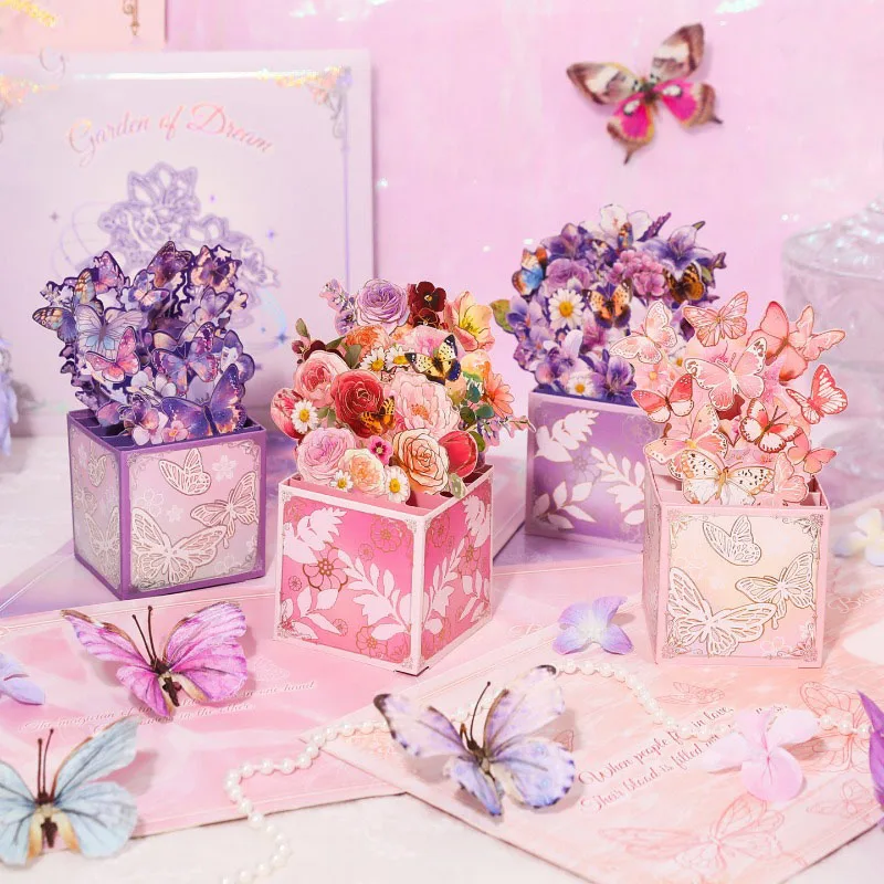 

pop-up Flower Dream Butterfly Language Series Stereoscopic Card Little Fresh Teacher Valentine's Day Gift greeting Card