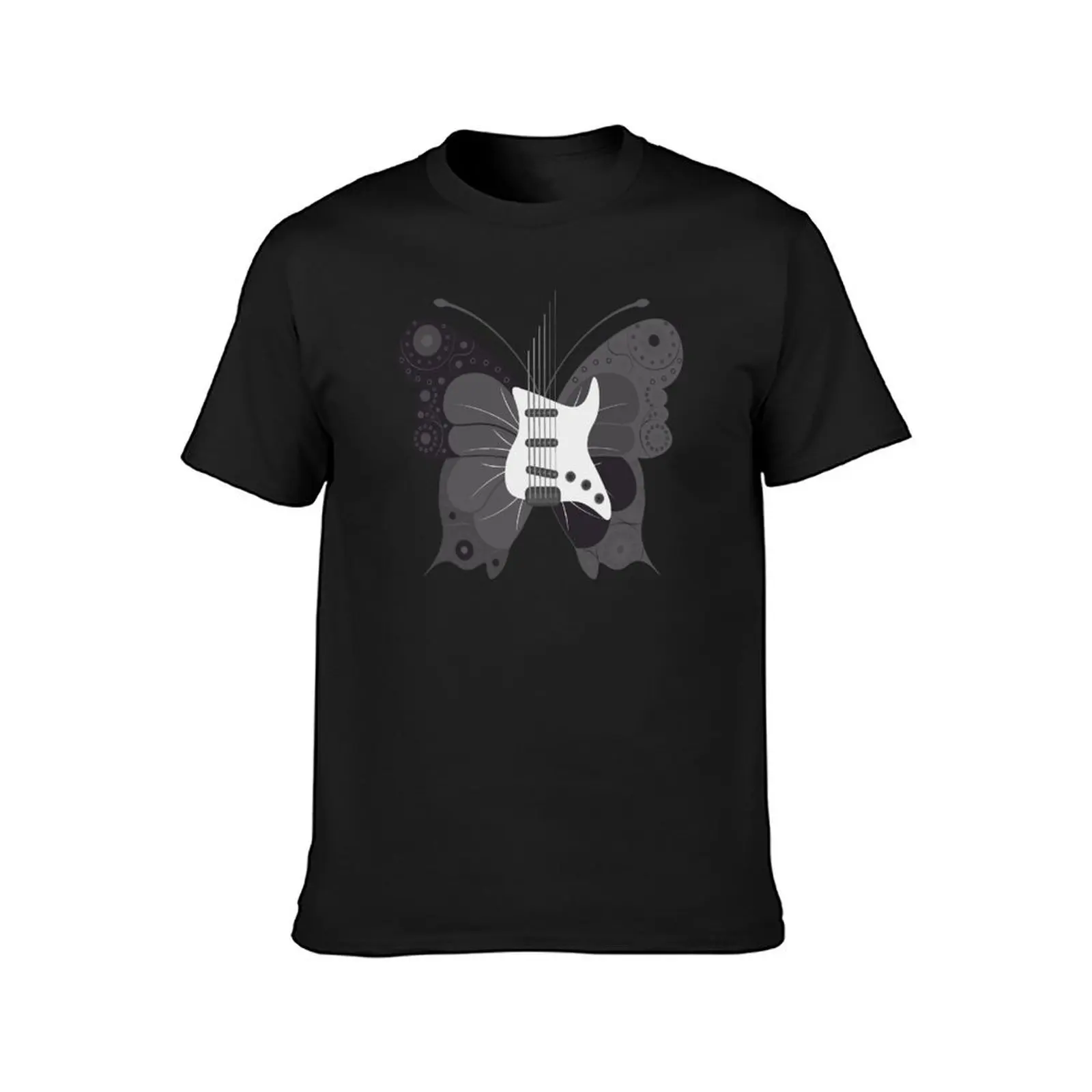 Electric Guitar Butterfly - Monochromatic T-Shirt heavyweights sports fans for a boy mens white t shirts