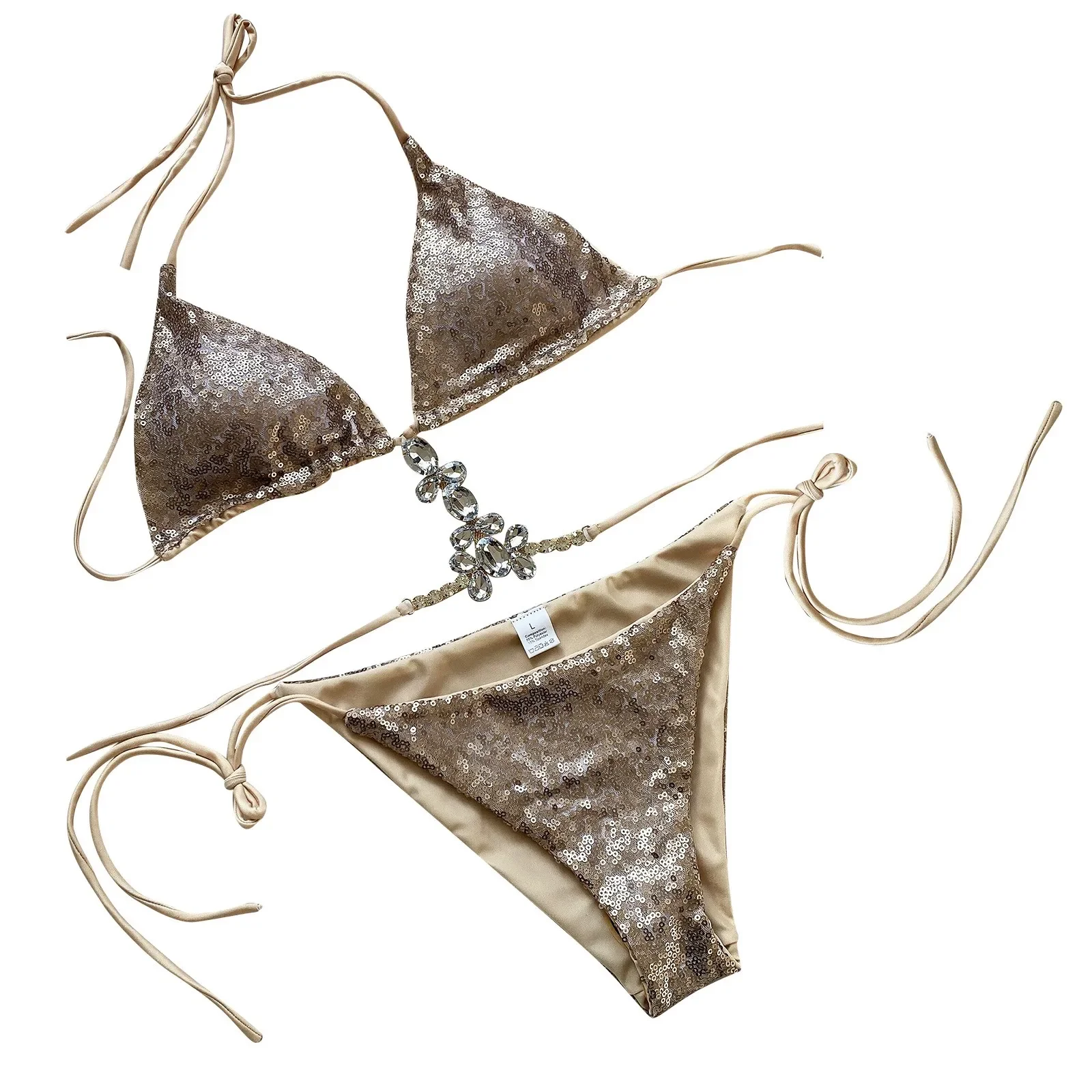 ผู้หญิง Secret เสื้อผ้าแฟชั่นเลื่อมเพชรบิกินี่แยกชุดว่ายน้ําสตรีชุดว่ายน้ํา 2 ชิ้น Biquini