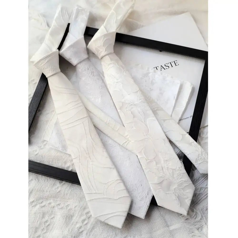 

Элегантный белый галстук, тихая романтическая ручная завязка в полоску, высококачественная длинная рубашка в американском стиле для женщин и мужчин, художественный тренд