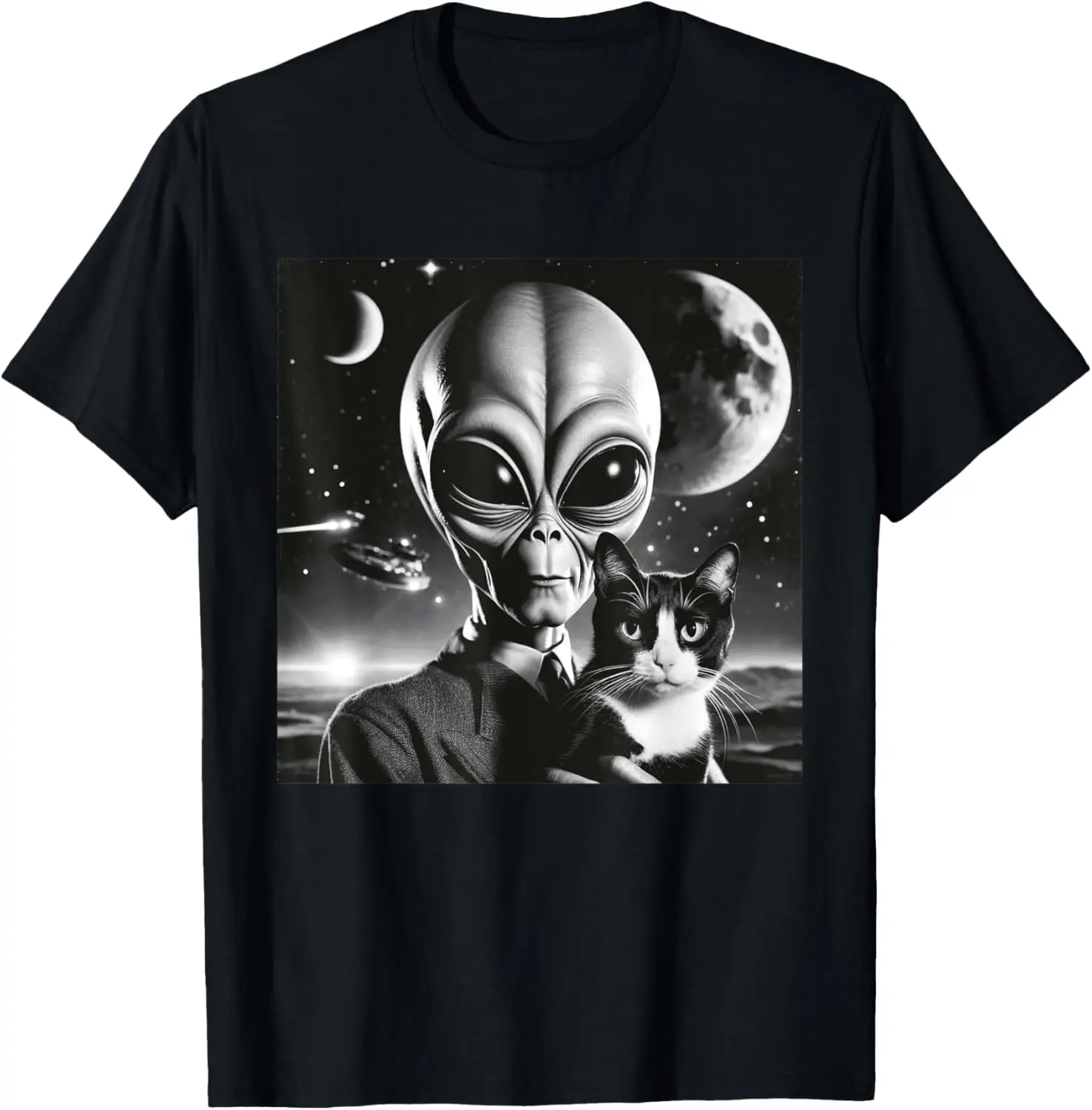 Grappige Alien En Kat Ufo Ruimte Kattenliefhebber Kitten T-Shirt