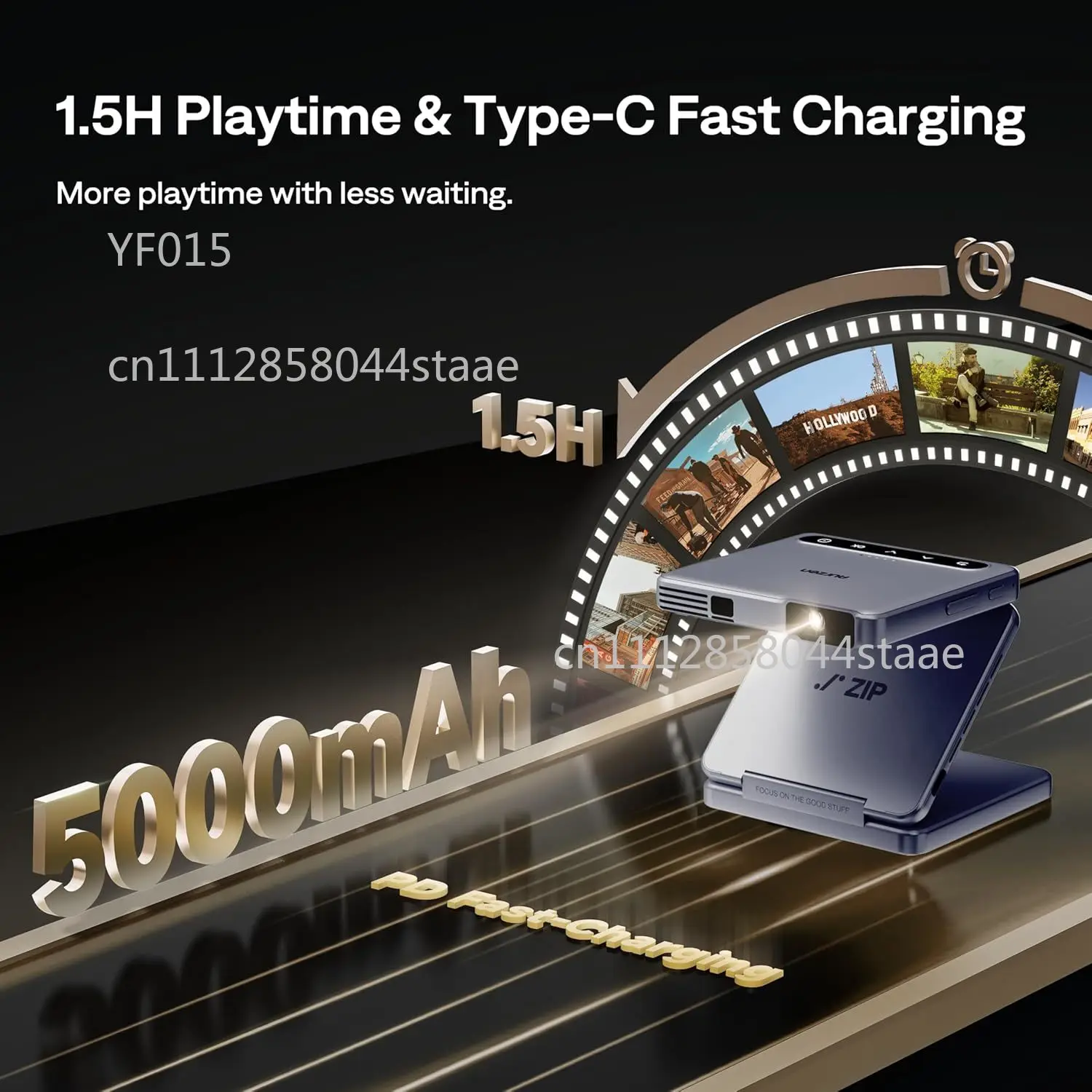 Triple Folding Pocket DLP Mini Projector Built-in Battery Type-C Fast Charge Portable Home Cinema Video Projector