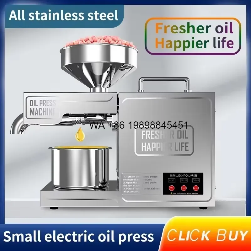 Wmwmnu Stainless Steel Dual Temperature Adjustable Home Oil Extractor Automatic Multigrain Seed Oil Press for Kitchen