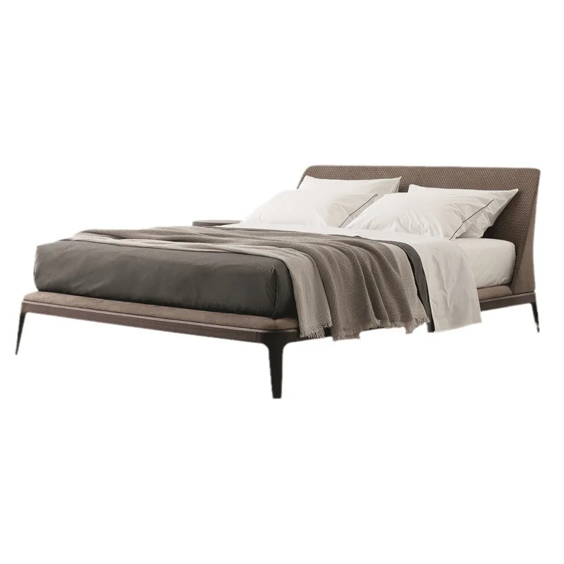 

Frosted leather bed Nordic design simple hotel B & B 1.8 meters double bed solid wood bed
