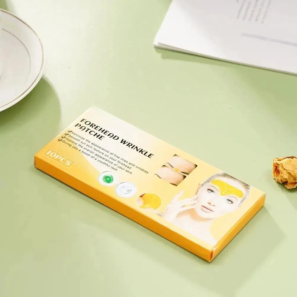 10 قطعة/صندوق الجبين التجاعيد التصحيح تفتيح الجبين التجاعيد لصقة هلامية الكولاجين المتحلل ثبات قناع الوجه ملصقات العناية بالبشرة
