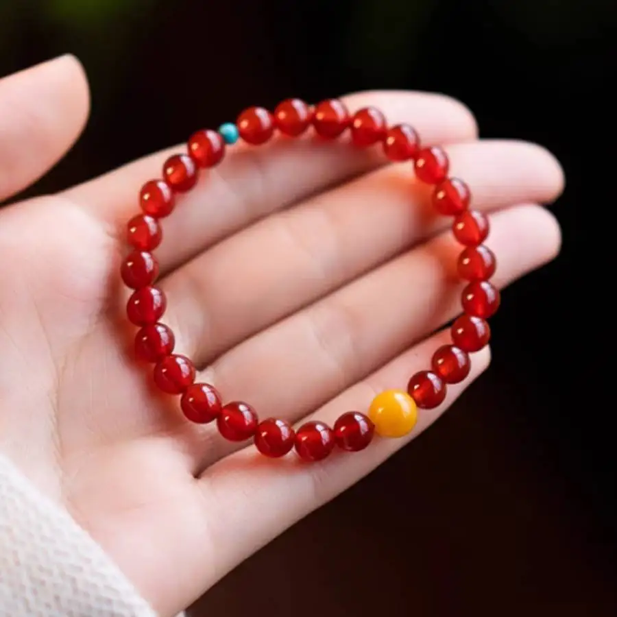 

Handmade red agate bead bracelet,men's cuff button bracelet,Ramadan prayer bead,women's meditation,holiday gift,daily wear