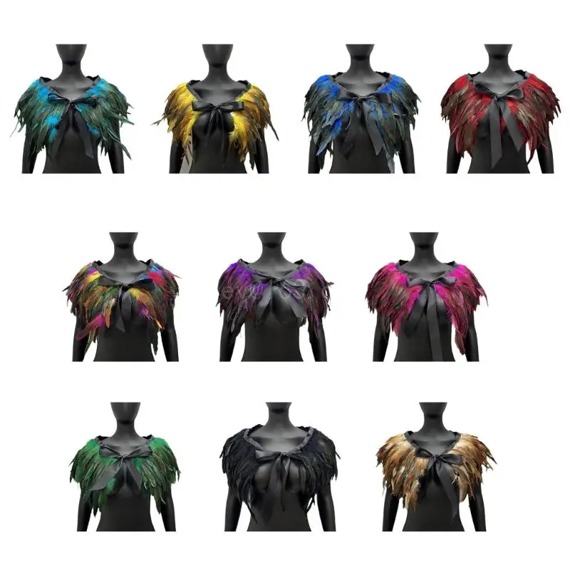 Elegant Feather Shawl for Women Photography Perfect for 1920s Feather Shrug Halloween Cosplay and Evening Dresses