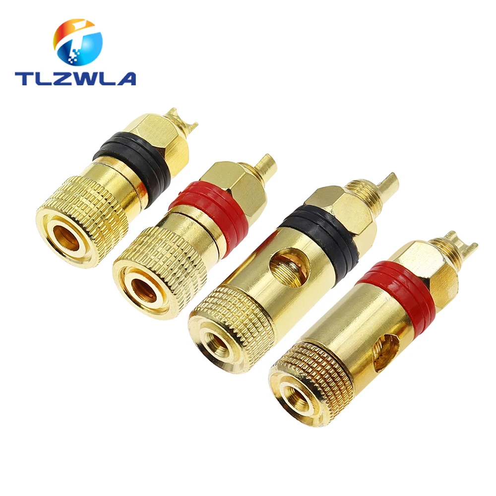 2PCS DIY Speaker Terminal Connector Binding Post HIFI Amplifier Pure Cupper Gold-plated Banana Socket Junction Box