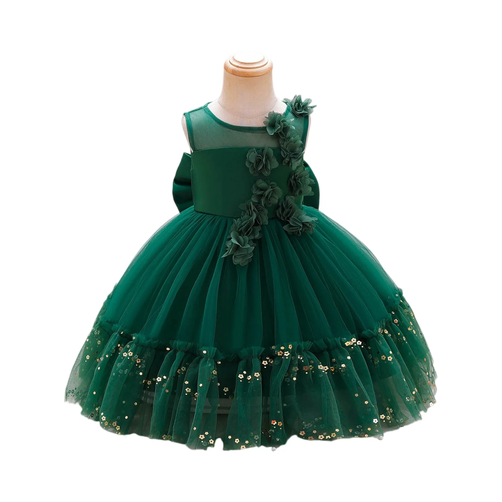 

Летнее детское платье, стильное вечернее платье с цветочным узором для дня рождения, свадьбы, элегантное платье принцессы с цветочным бантом и блестками для девочек, 2025 г.