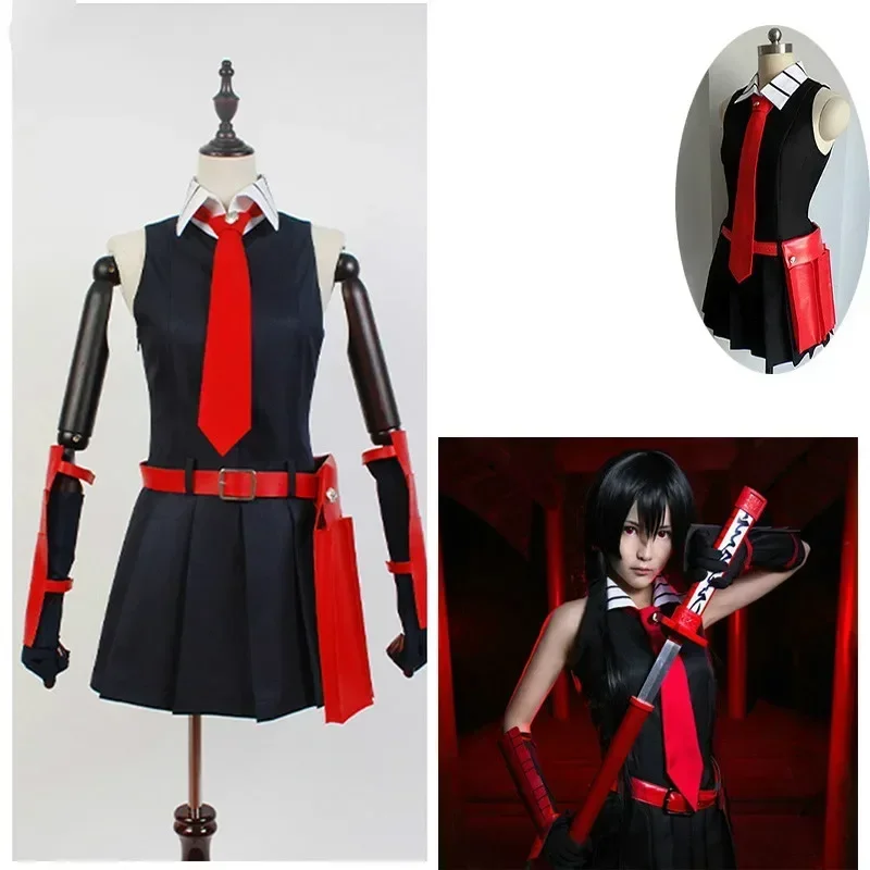 Disfraces de Cosplay de Aime japonés, 5 uds., Akame ga KILL Akame, vestido negro sin mangas, uniforme, disfraz de Anime